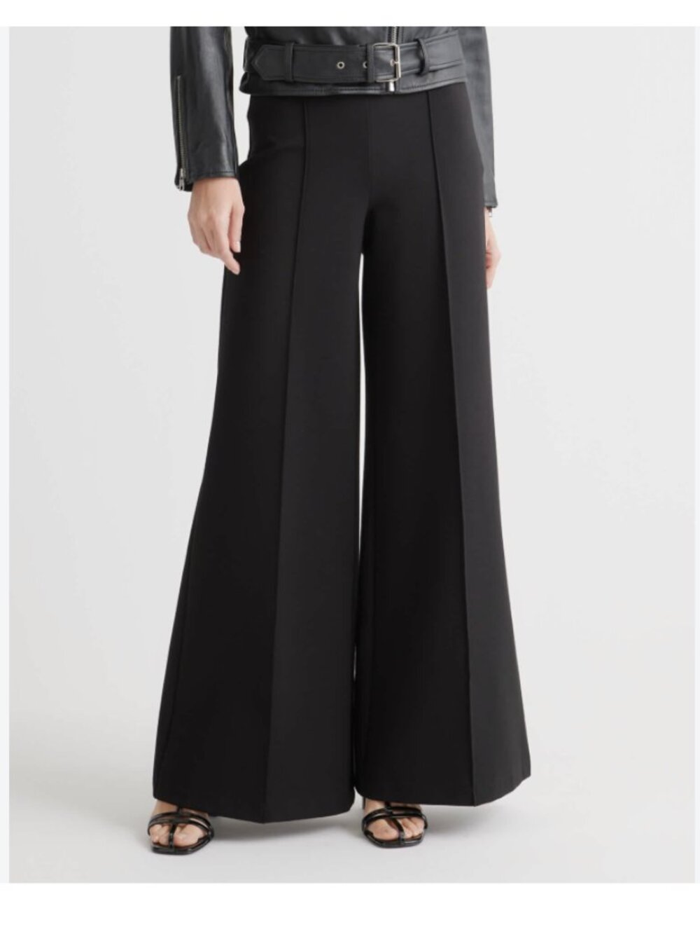 Quince Ultra stretch ponte super wide leg pants Black s small